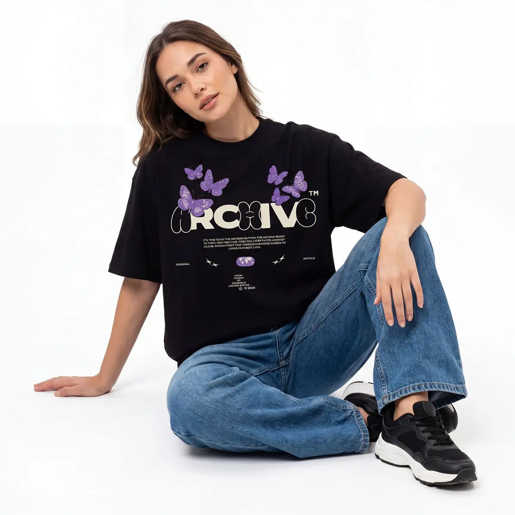 Butterfly Printed Oversized T-Shirts