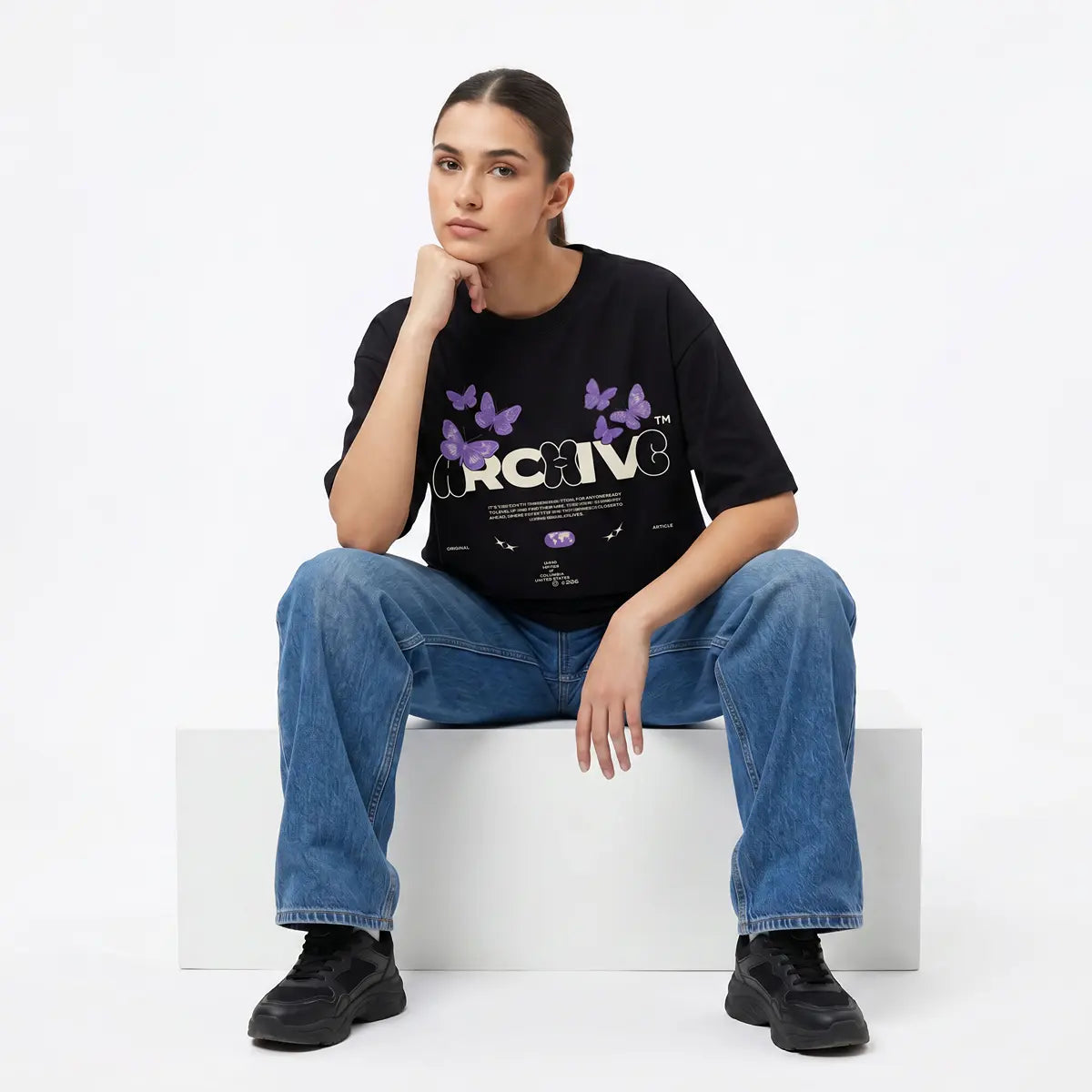 Butterfly Printed Oversized T-Shirts
