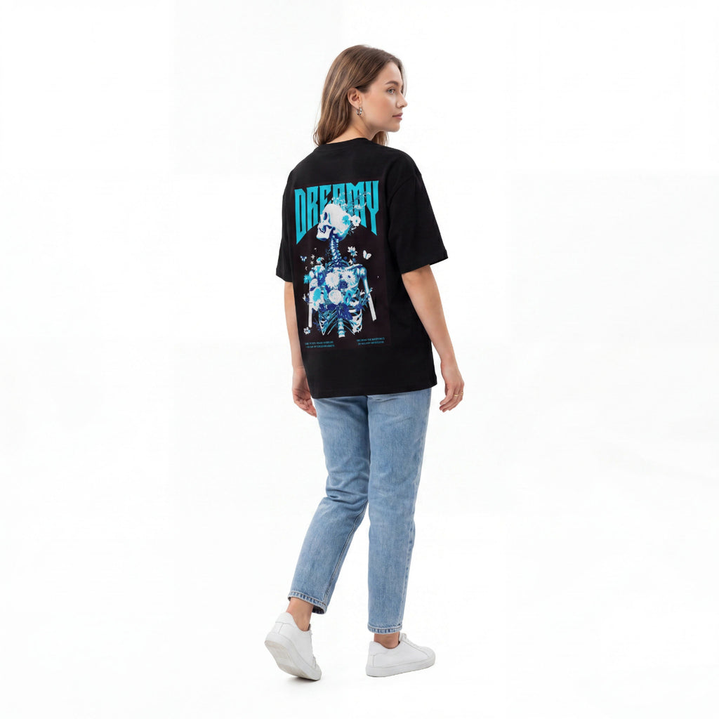 Dreamy Skull Printed Oversized T-Shirt
