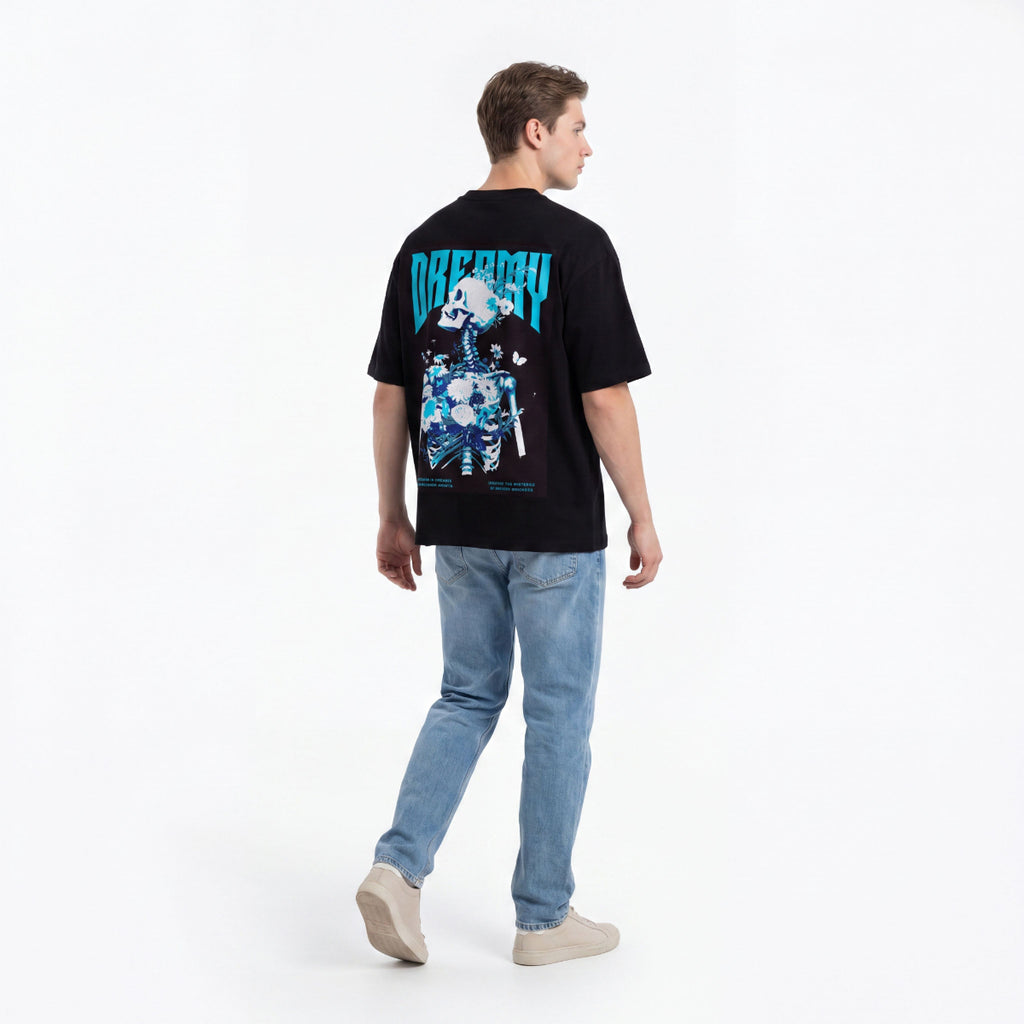 Dreamy Skull Printed Oversized T-Shirt