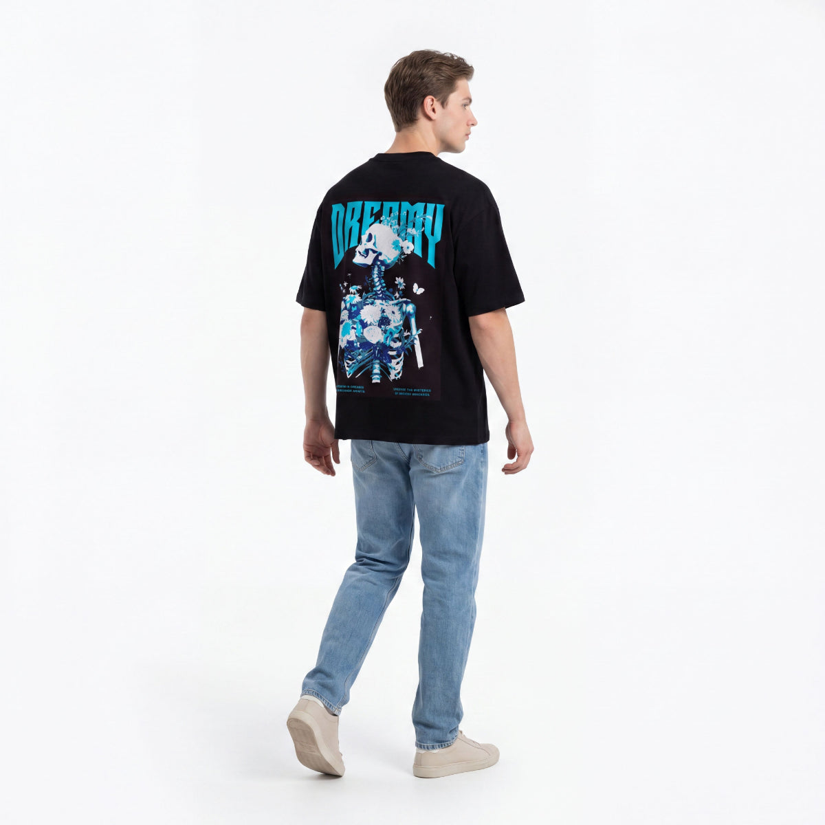 Dreamy Skull Printed Oversized T-Shirt