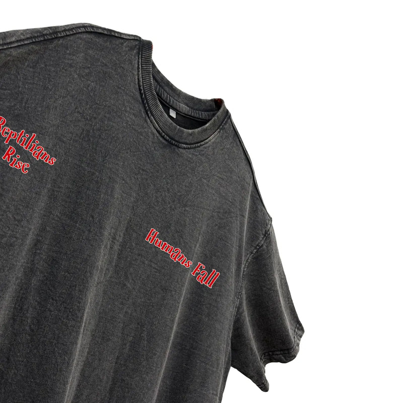 Acid wash Alien Print Oversized T-Shirts