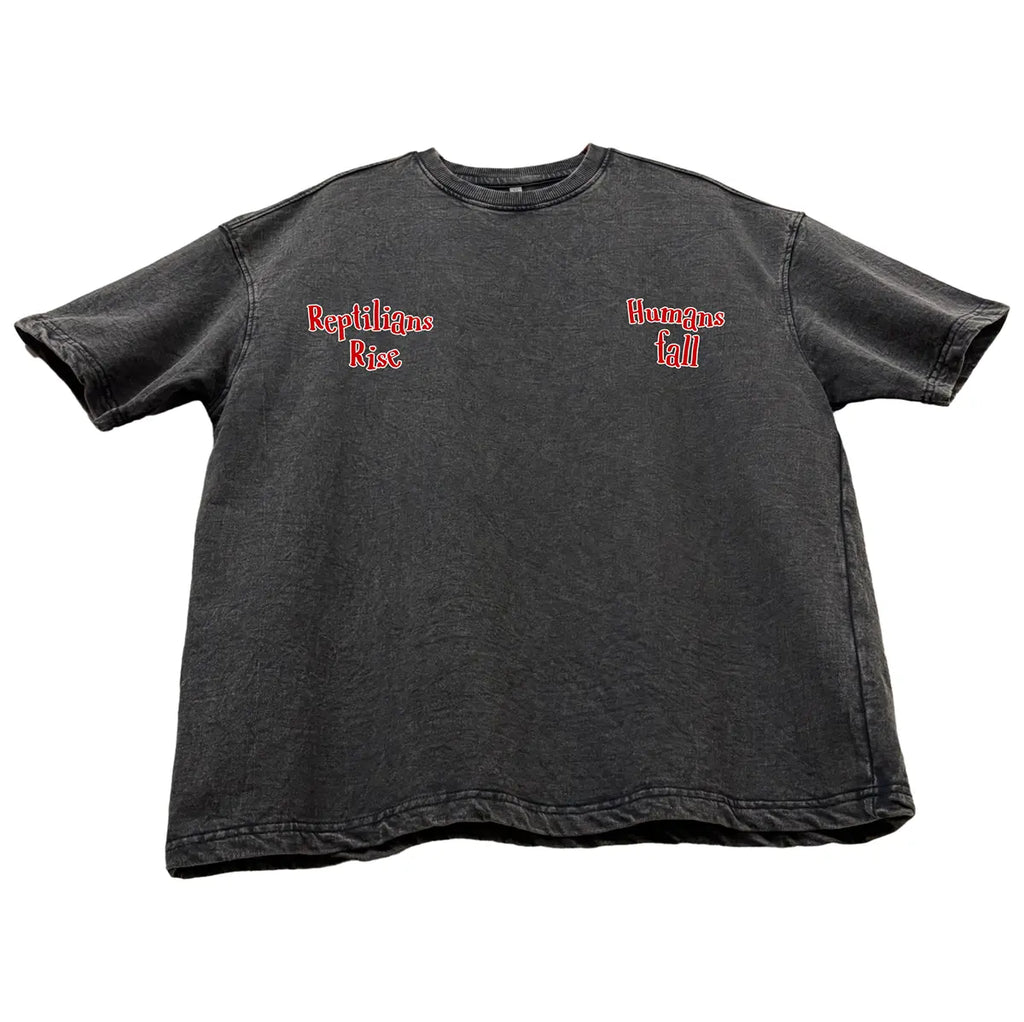 Acid wash Alien Print Oversized T-Shirts