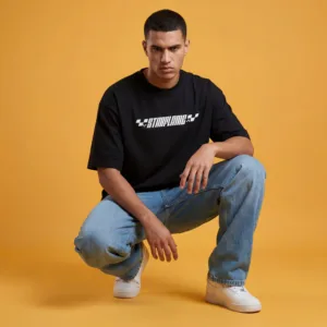 Starflame Black Oversized Streetwear Tshirt