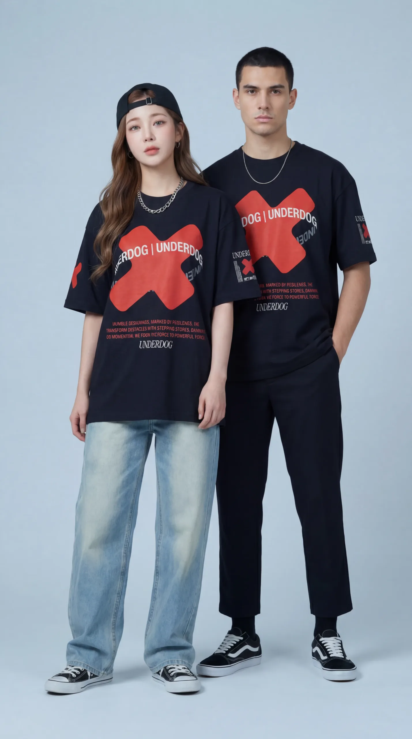 Streetwear Apparel Mockup Video – Two Models Medium Crop oversized t-shirt for men streetwear
